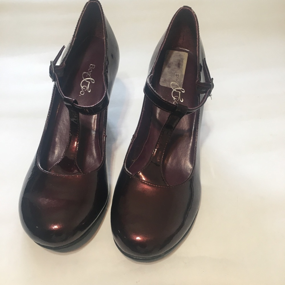 Bos & Co Bordeaux patent leather T-strap Mary Janes size 38